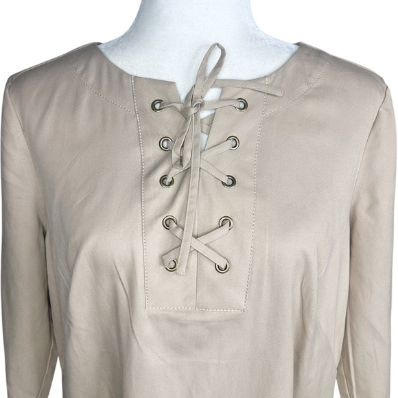 NEW Talbots Lace Up Shift Dress 10 Closet Essential Tencil Blend Preppy Coastal - Picture 5 of 10